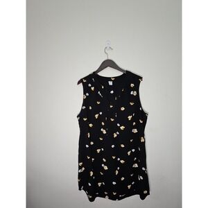 Old Navy  Women's Sleeveless Shift Dress Size XXL Color Black Floral Tie‎ Neck
